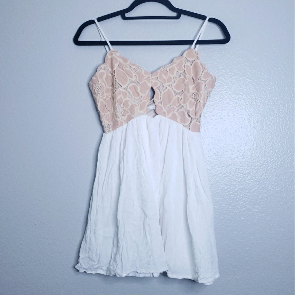 Tularosa White and Blush Lace Mini Dress